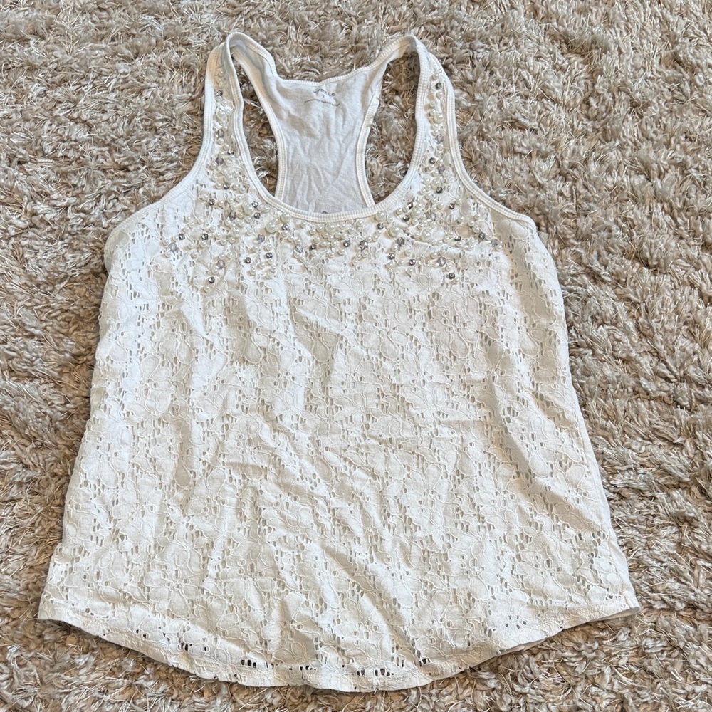 Express White Lace Tank Top
